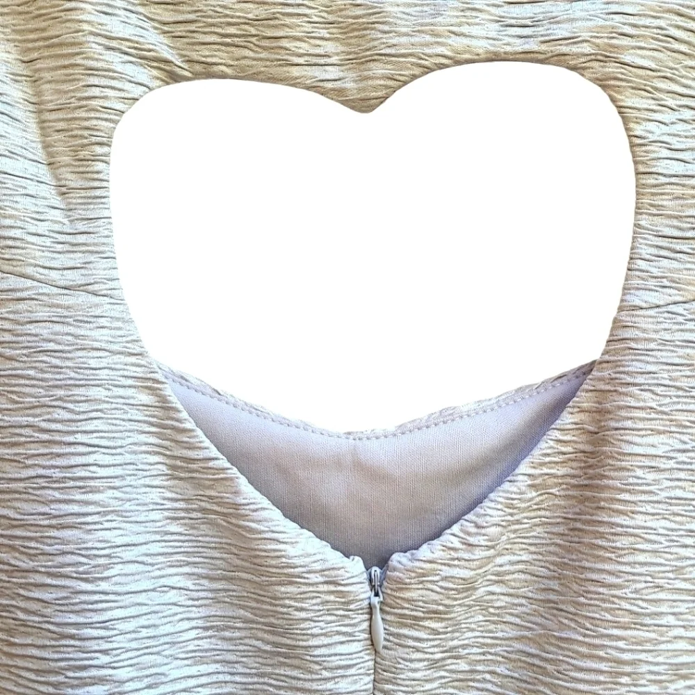 Heart Back Cutout Metallic Silver Dress, Size 26